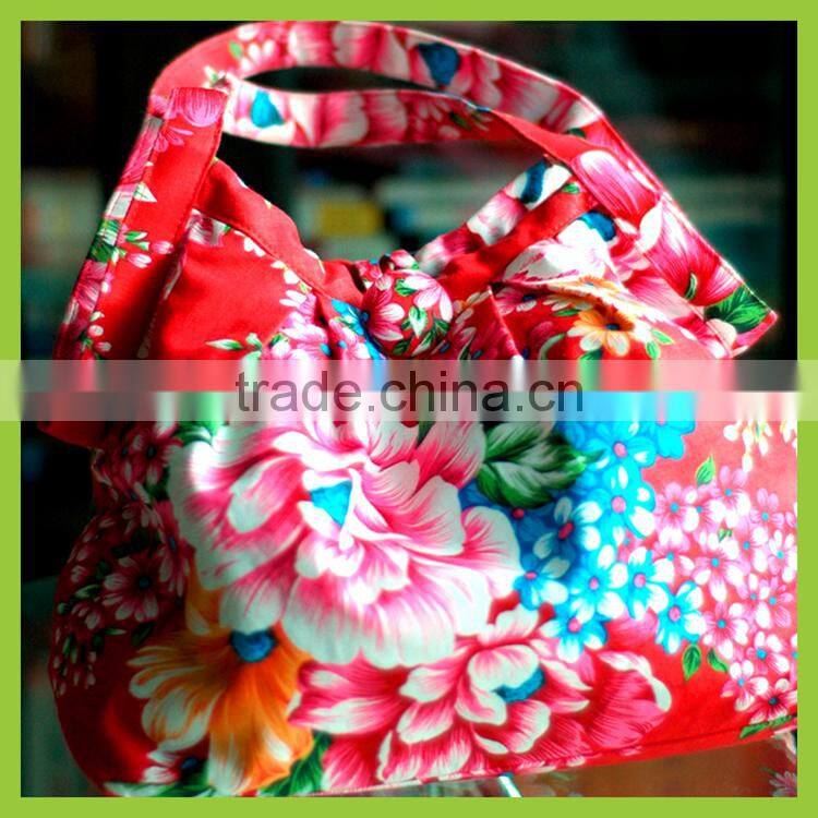 new Flower printed polyester peach skin microfiber fabric for shapping bags with Little Red Ridinghood