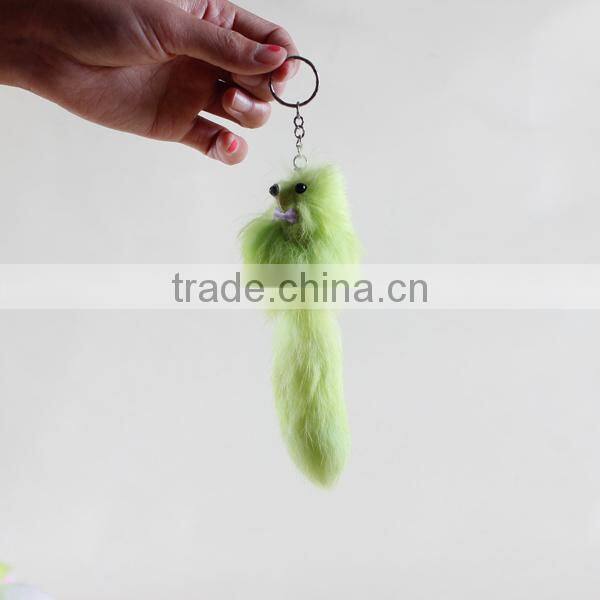 New Design Wholesale Real Genuine Fox Fur Keychain with name