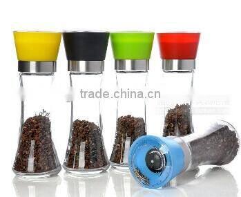 glass salt & pepper mill/grinder glass spice jar