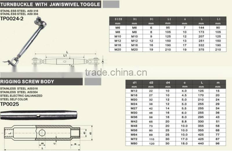 High quality stainless steel swageless toggle terminals,SS304/316 swageless terminal