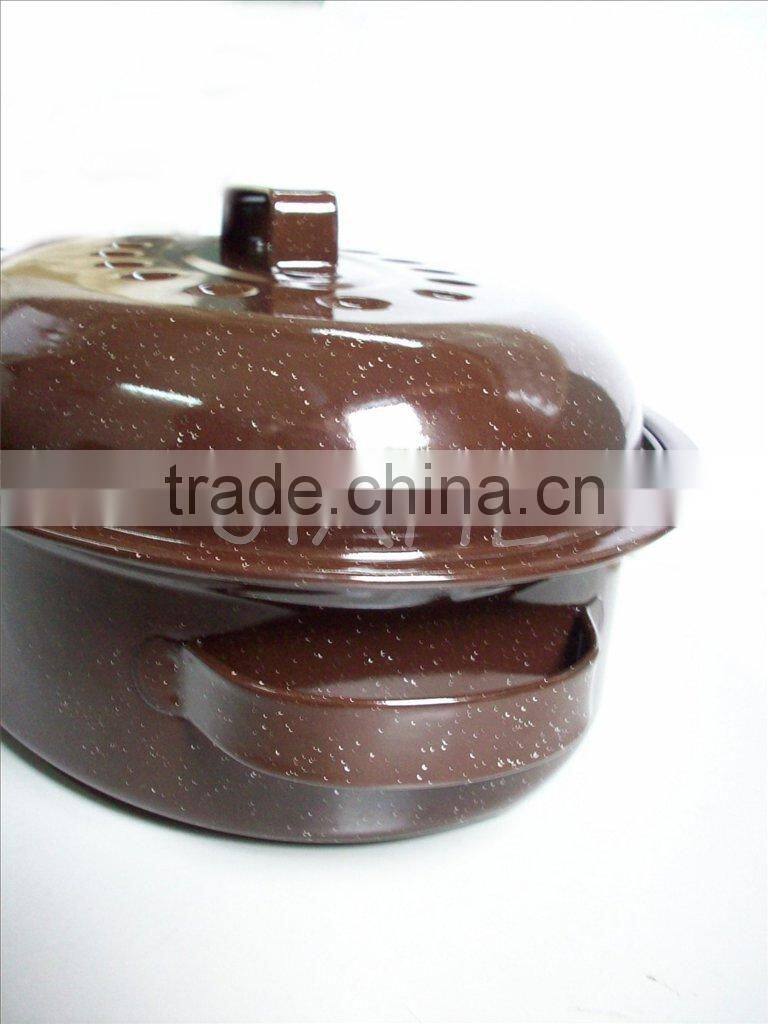 Chocolate Enamel Oval Chicken Roaster