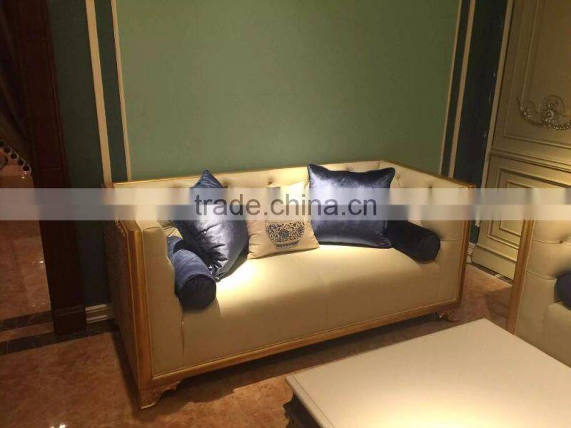 Exquisite solid wood floral hand carving luxury fabric sofa set