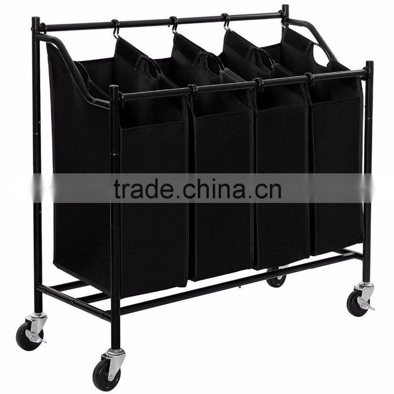 VIVINATURE Heavy Duty 3Bag Laundry Sorter Cart With Chrome Plating Process