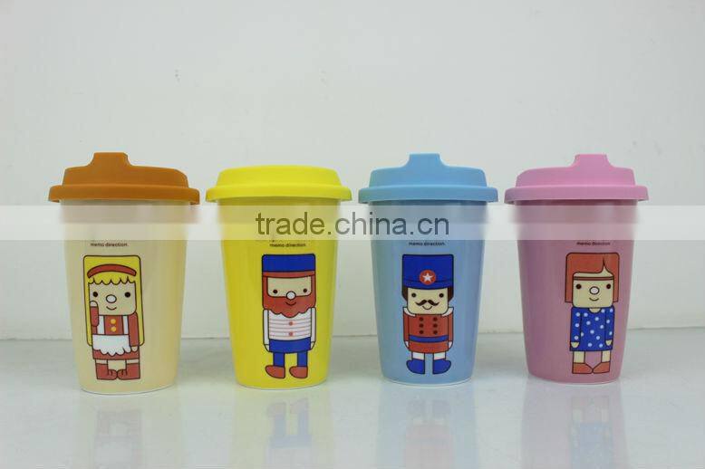 350ml ceramic coffee mug rubber lid for promotional