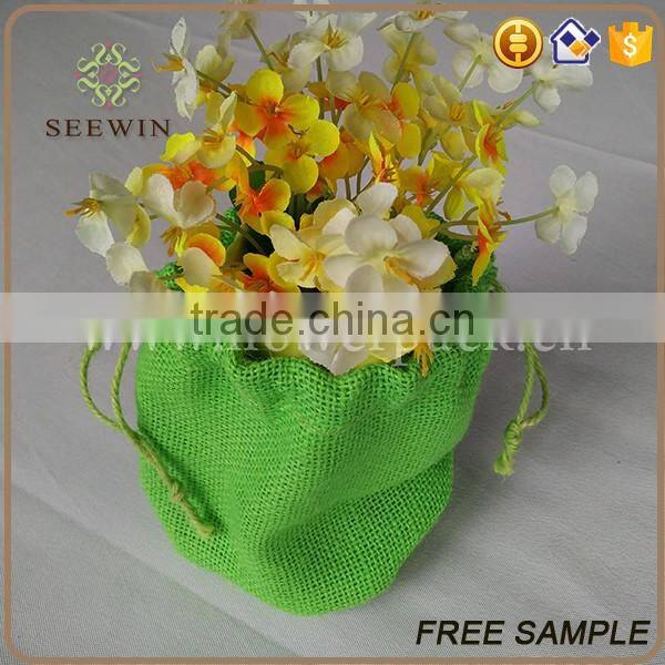 decorative colorful plastic jute flower bag garden flower pot