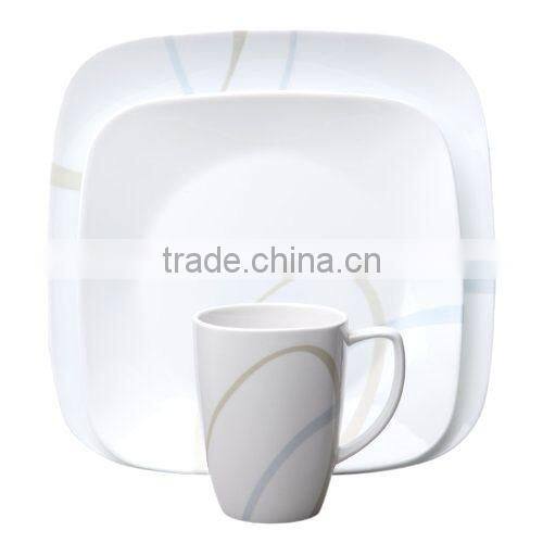 Tableware 16 Pieces Square Ceramic White Dinner Sets