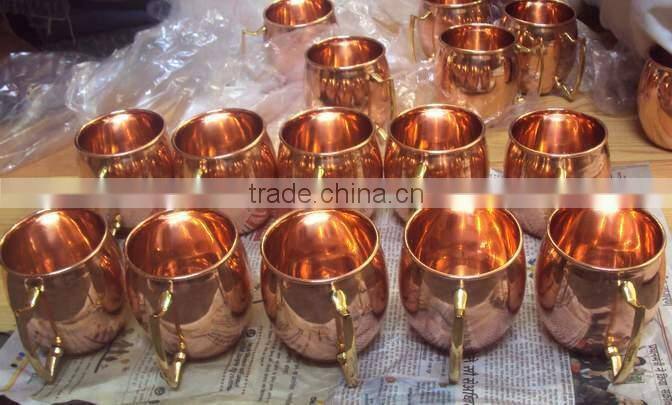 LONG MOSCOW MULE SOLID COPPER MUG WITH COPPER HANDLE NICKLE LINED