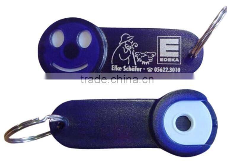 New Design Plastic Smile Face Coin Holder Keychain