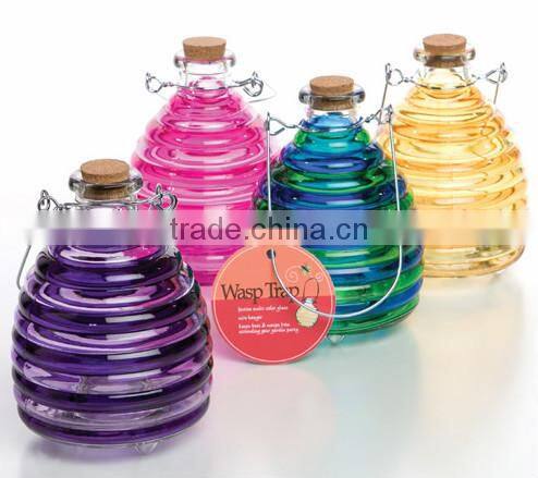 Hanging and Colored Glass bee catcher / wasp trap