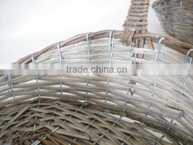 High handle wicker woven artificial flower basket gift