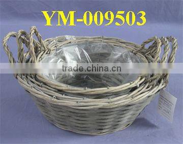 Round Willow Basket For Flowers with handle.