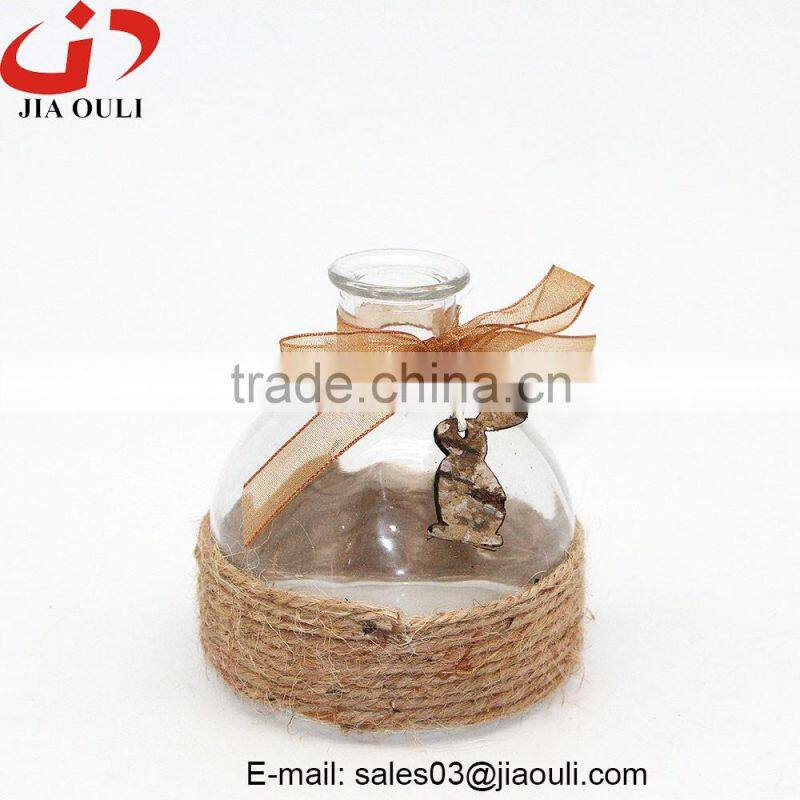 Hot sale New design with linen cover glass bottle Vase