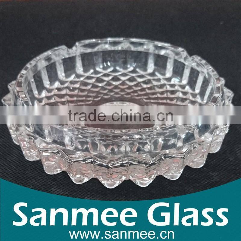 Manufactured Round Embosssed Outdoor Glass Ashtrays