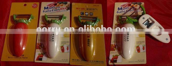 Carrot shape fruit and vegetable peeler and bottle opener