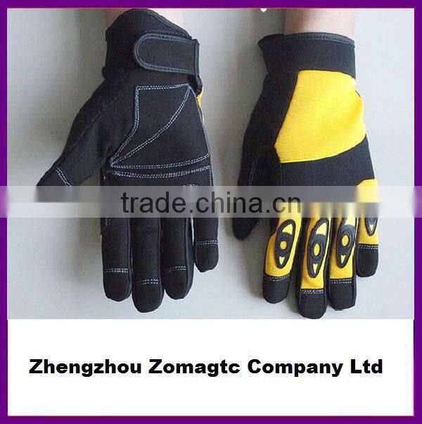 Reflective back synthetic leather mechanic glove