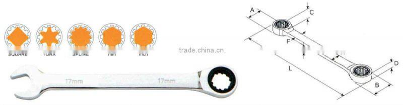 Spline One Way 72 Teeth Ratchet Wrench
