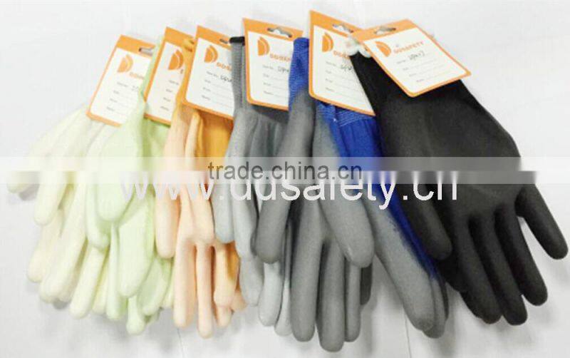 Safety Gloves Black Nylon Gloves With Gray PU Working Gloves From DDsafety