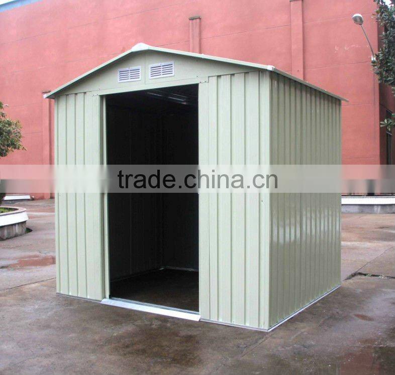 6x4ft cream and green garden shed with pentroof