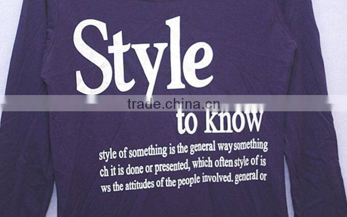 2012new fashion 100%cotton o-neck long sleeve women t shirt
