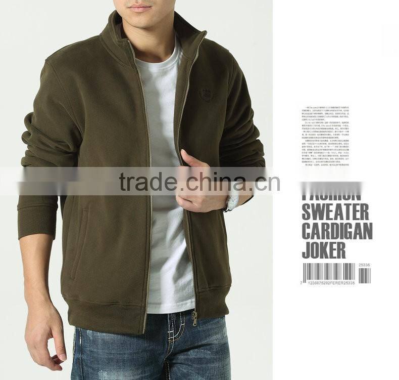 2017 men's spring coat cotton wool fleece jacket/zip up hoodie