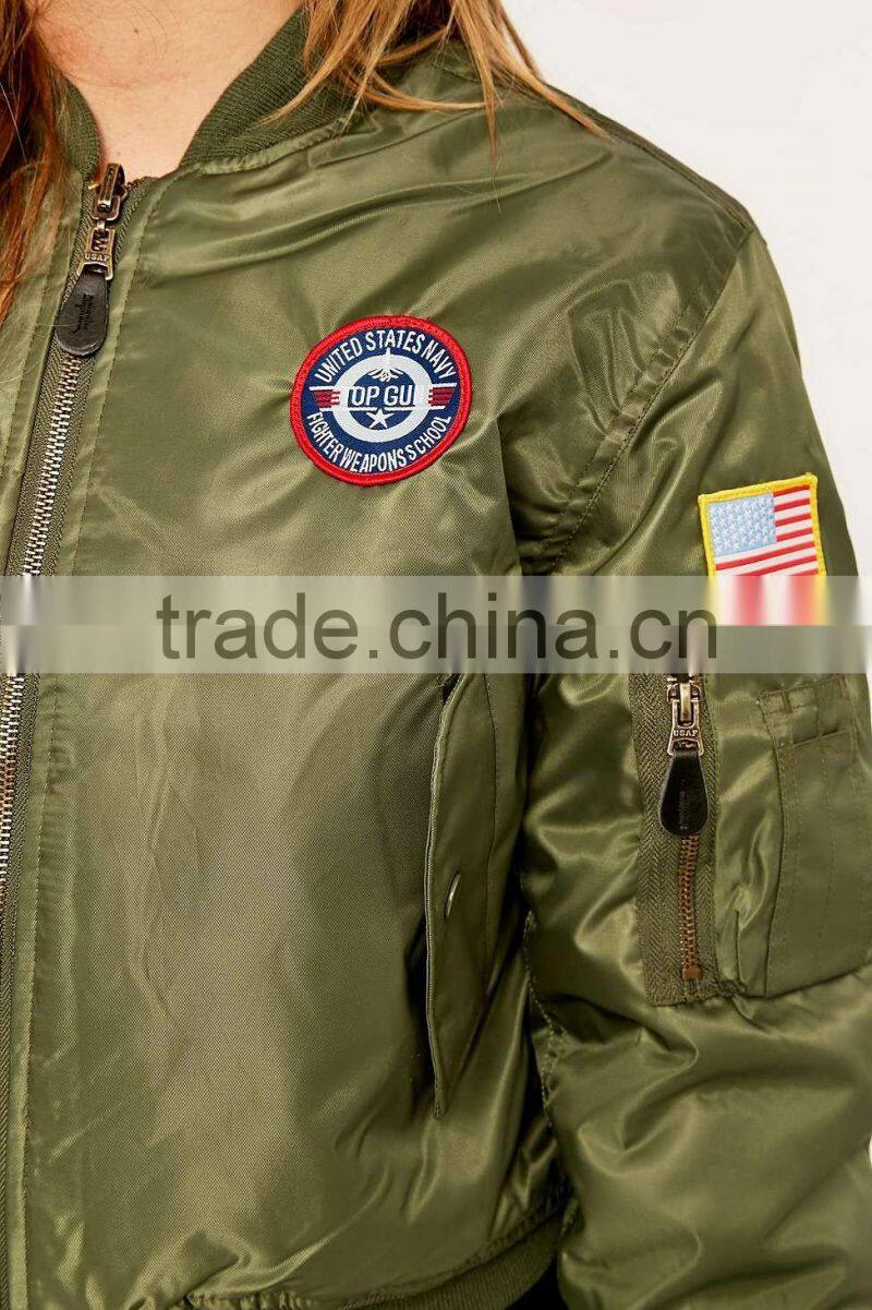 Urban Renewal Vintage Surplus MA1 Green Custom Winter Plain Bomber Jacket