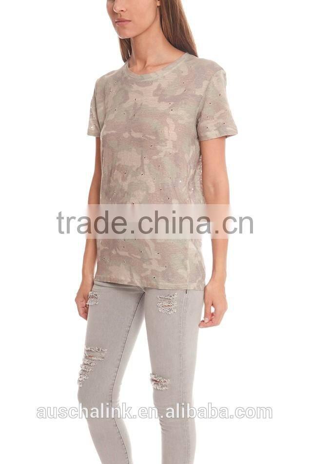 best selling lady sublimation camo t-shirt customized cheap price
