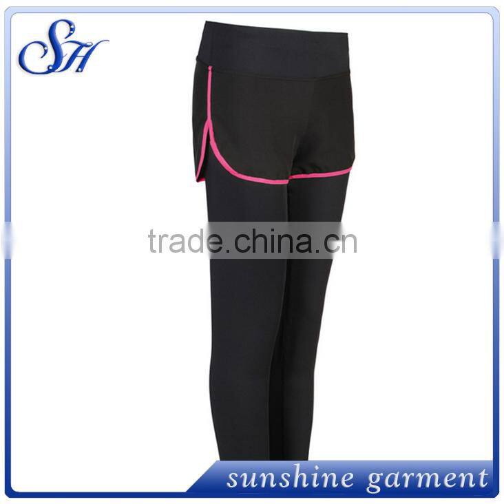 2017 Latest design running fitness False two-piece pants
