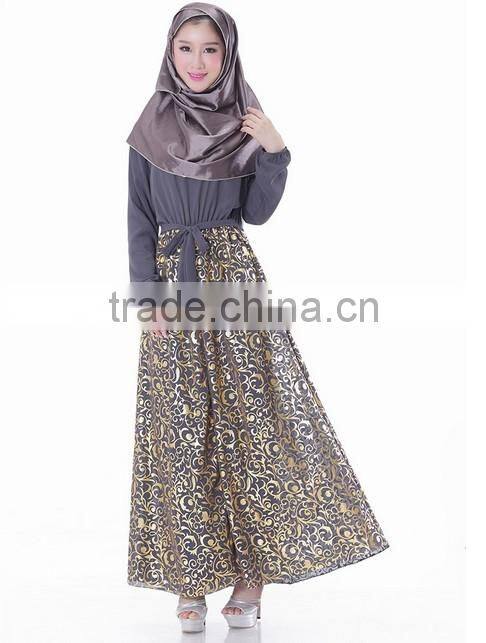 chiffon full length muslim long sleeve maxi dress