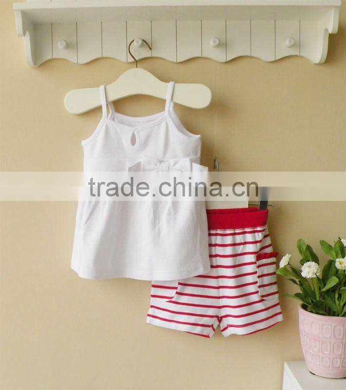 wwwSUNcom 2012 summer baby clothing strap top and shorts set cotton 100%