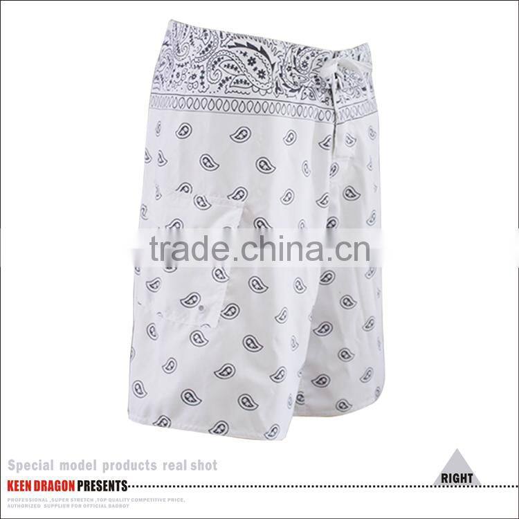 Cheap wholesale beachwear sublimated printing mens 4-way stretch board shorts