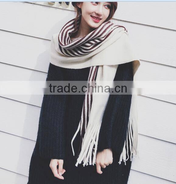 2017 high quality stripe design new arrival ladies winter scarf
