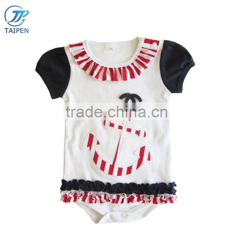 Summer NewBorn Baby Bodysuit Navy Style Baby Girl Romper Short Sleeves Romper For Toddler