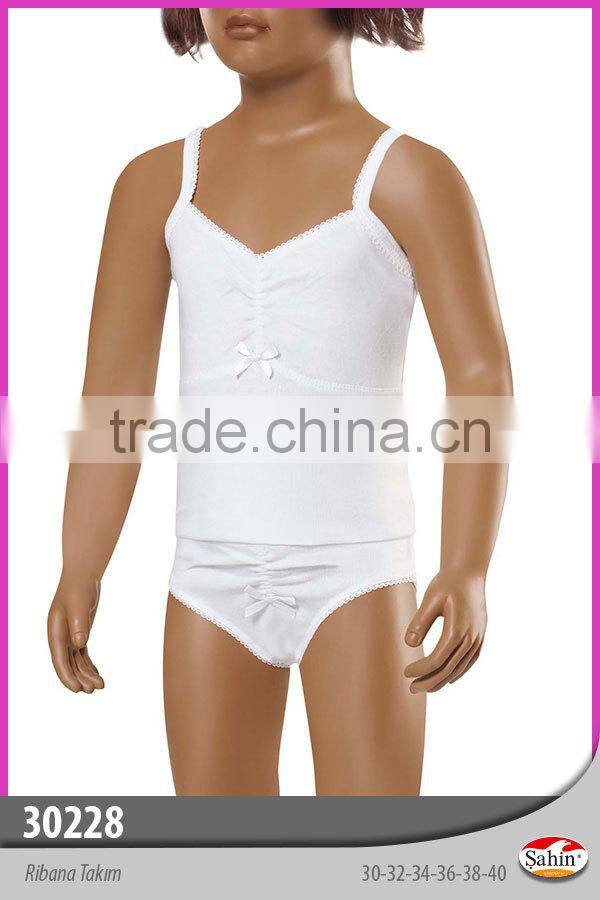 GIRLS Fashion COTTON RIB SPAGGETI STRAP POMPON SET