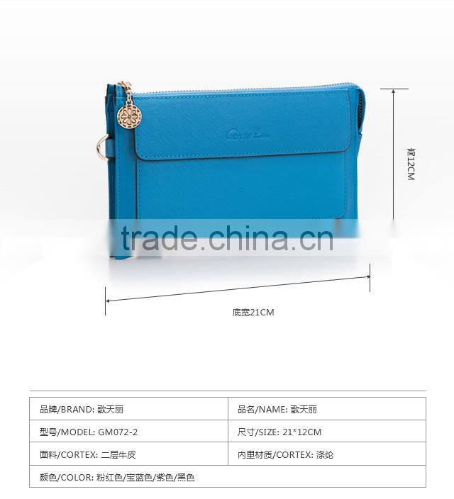 Wholesales Guangzhou Genuine Cow Leather Ladies Envelope Clutch Bag Women Clutch HandBag