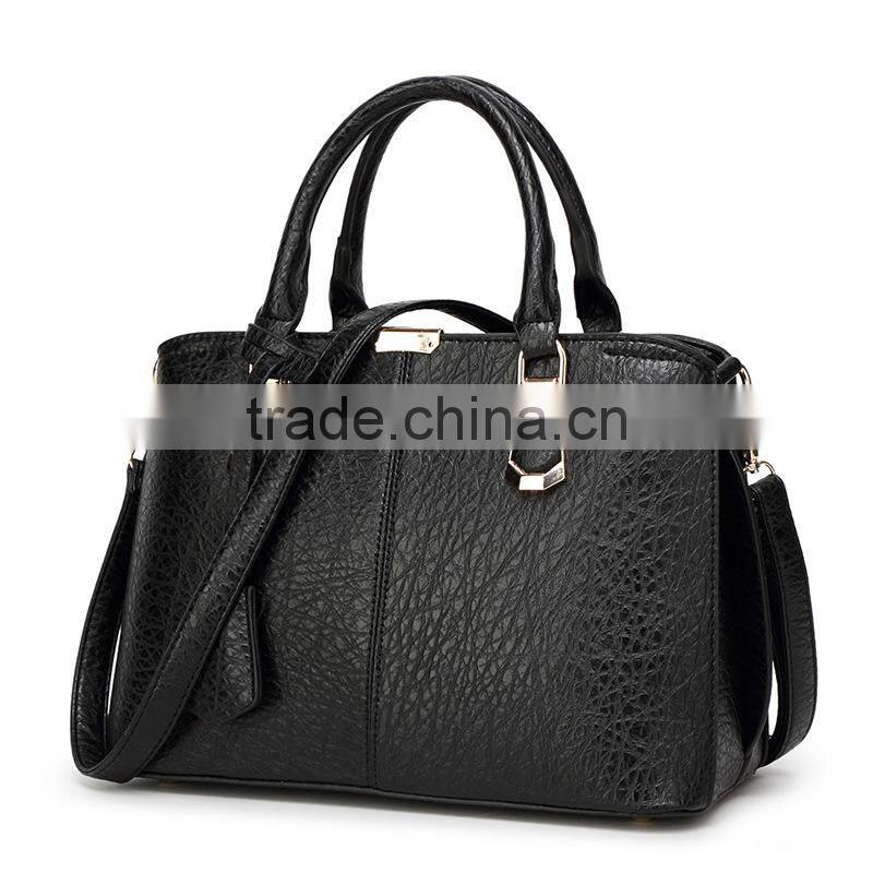 Versatile High Quality PU Leather Women Solid Color Handbag
