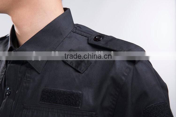 2016 Juqian custom high quality black workwear Military security guard uniform for sale