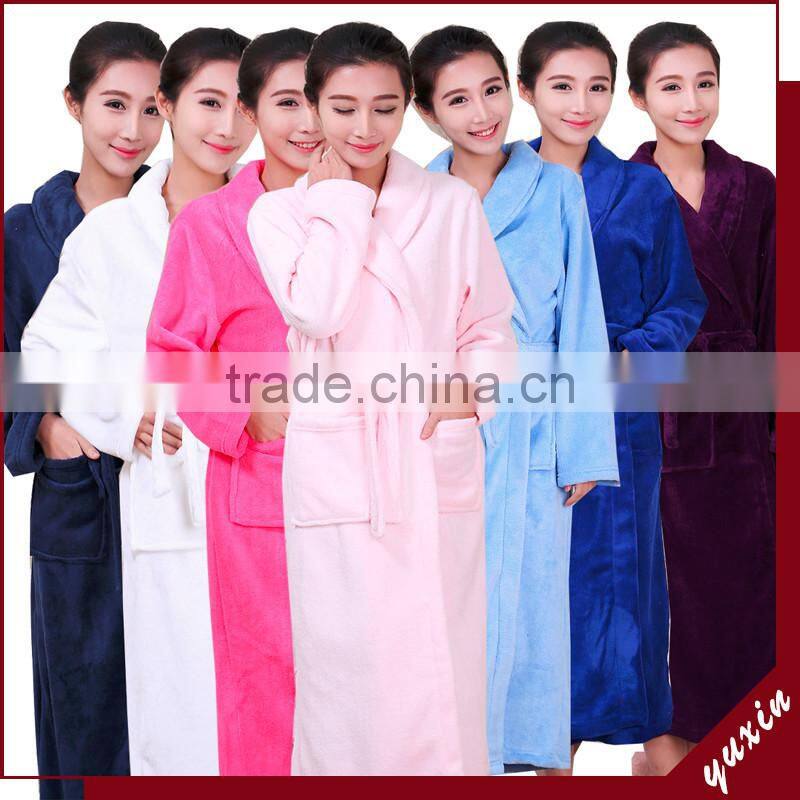 Colorful microfiber eco friendly coral fleece fabric bathrobes RS000