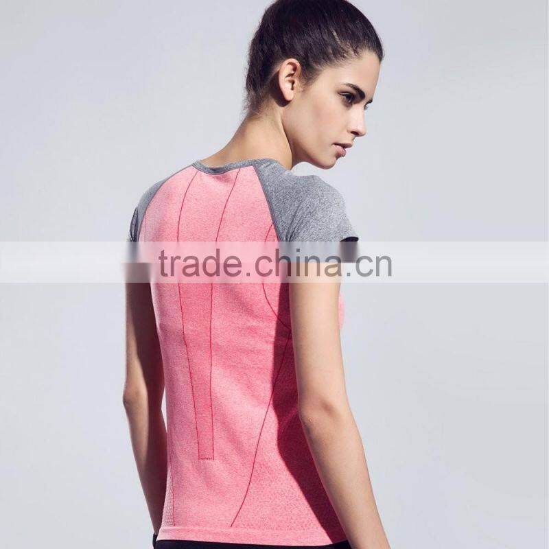Women's outdoor running combined sports/yoga wear t shirt plain fitness tops