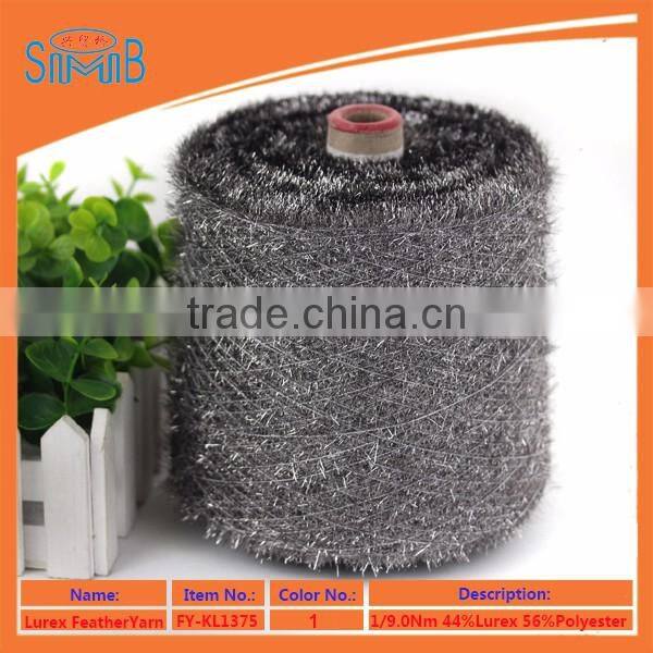 factory wholesale polyester lurex feather yarn on cone for machine knitting sweater