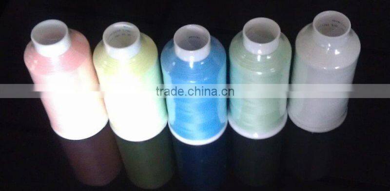 market popular glow thread/3000m/cone Glow In The Dark Embroidery Thread,glow thread,Luminous thread