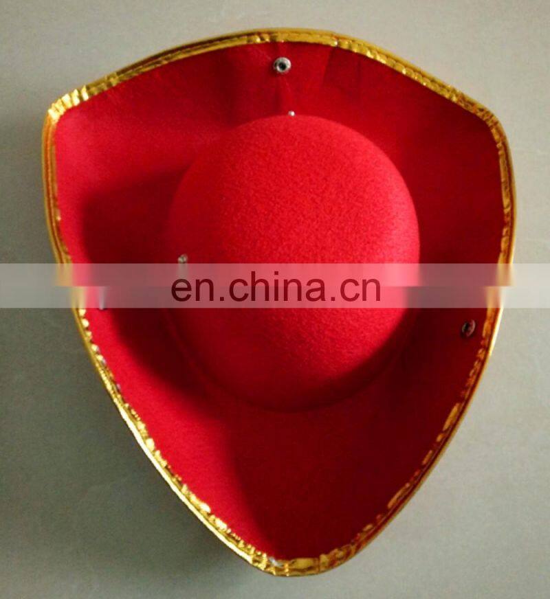 Tricorn Felt Red Novelty Navy Cavalier Captain Morgan Pirate Hats HPC-0254