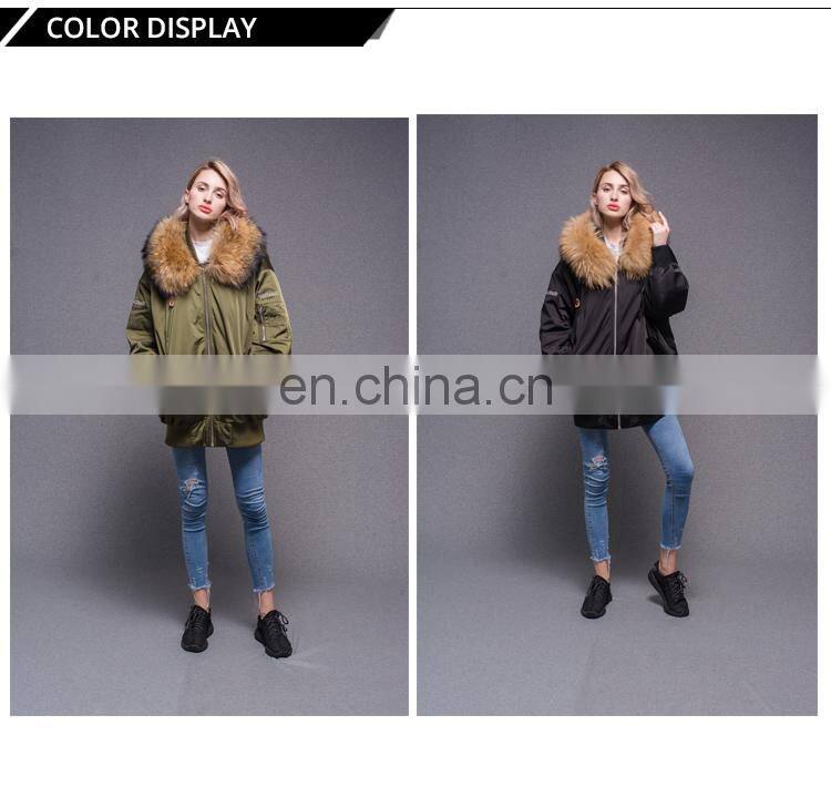 2017 Fashionable winter jacket big size women fur parka with raccoon fur collar big size
