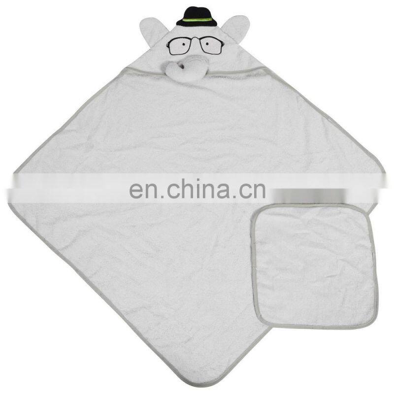 Custom 100% Bamboo Elephant Baby Bath Towel With Hood Beautiful Pink Girl Hooded Elephant Towel