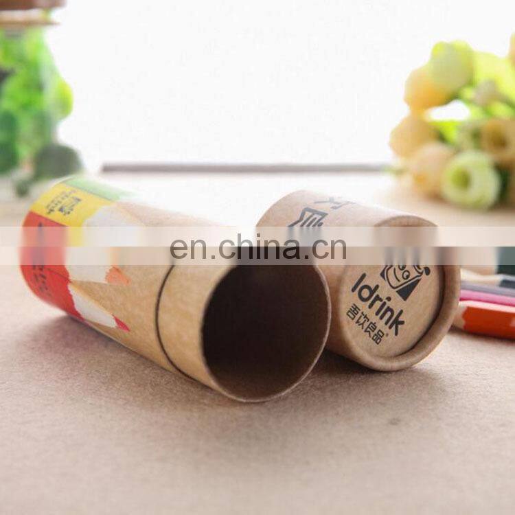factory price customized brown kraft cardboard paper cylinder box for colorful pencil packaging