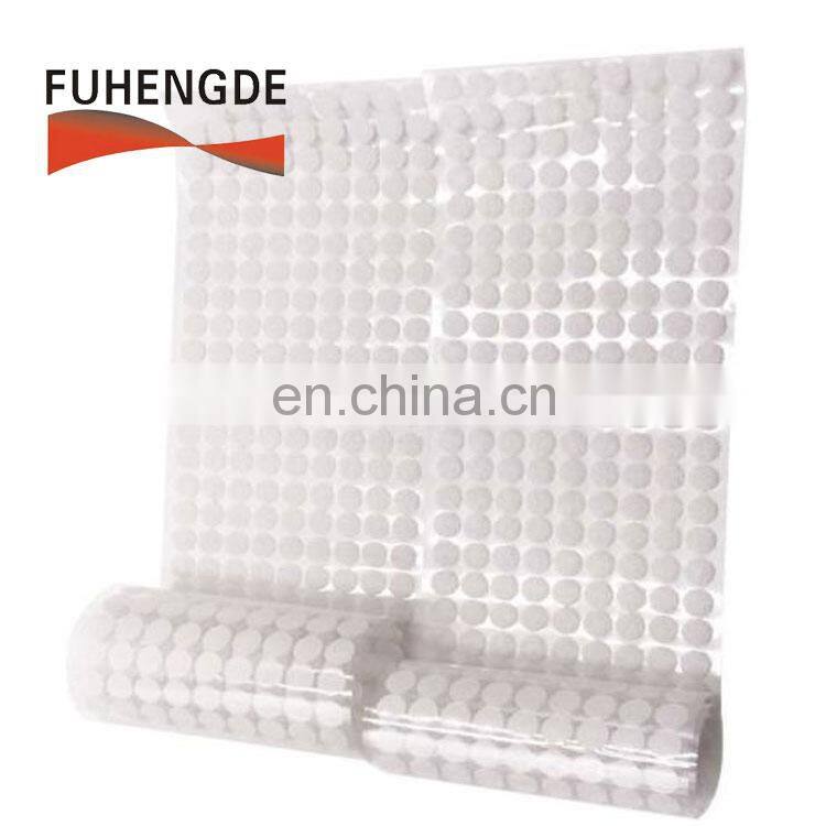 good quality 10mm 20mm 25mm diameter sticky back hook loop dots roll