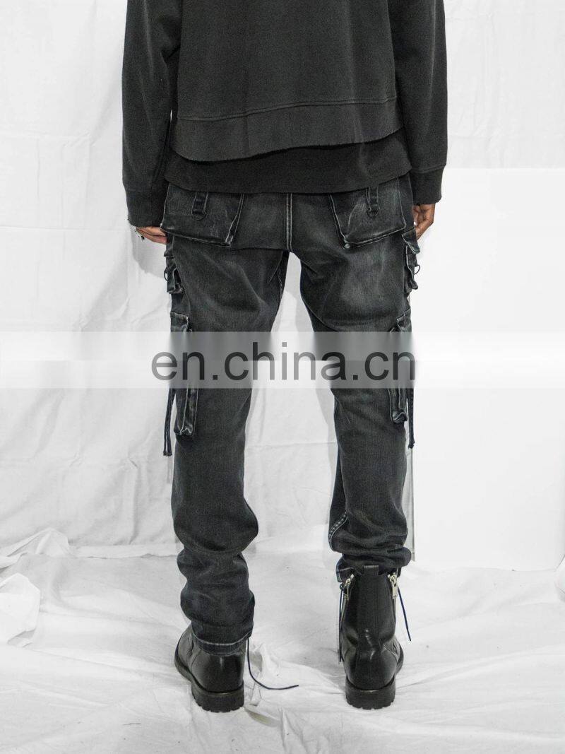 DiZNEW OEM High Quality USA Streetwear Black Denim Jeans For Men
