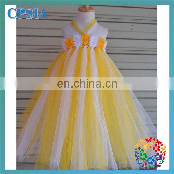 Blue Flower children girl dress Fashion kids girls boutique two layers dress factory price baby girls tutu dresses
