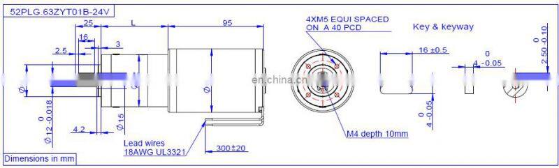 52PLG.63ZYT01 SERIES dc planetary gear motor 12v 24v rated torque upto 25Nm