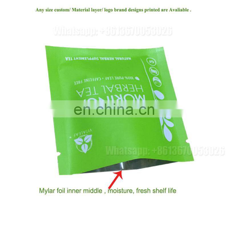 Gold Printed Cosmetic Sealed Bag Small Size Tea Sachet Food Plastic Snack Heat Seal Gravure Printing Three Side Sealed Bag