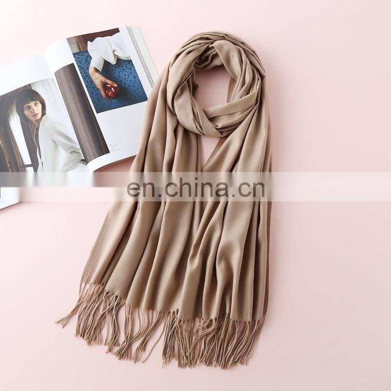Autumn and winter new solid color cashmere scarf women thickened warm bib shawl gift scarf